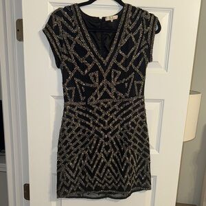 Elegant Black and Silver Beaded Dress